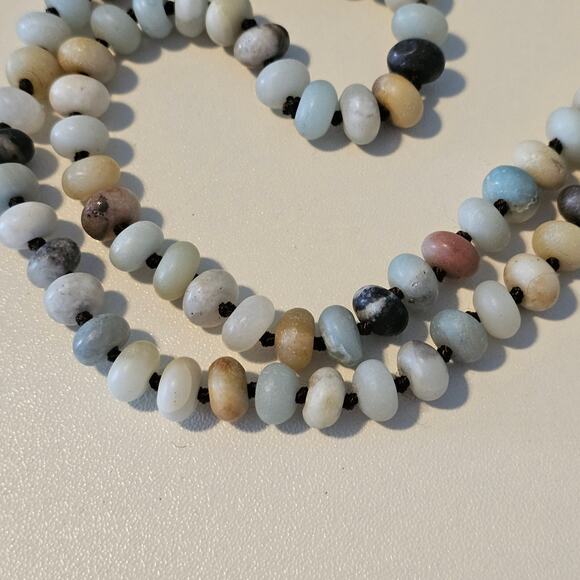 Amazonite Matte Rondelle Beaded Gemstone Necklace - Picture 2 of 5